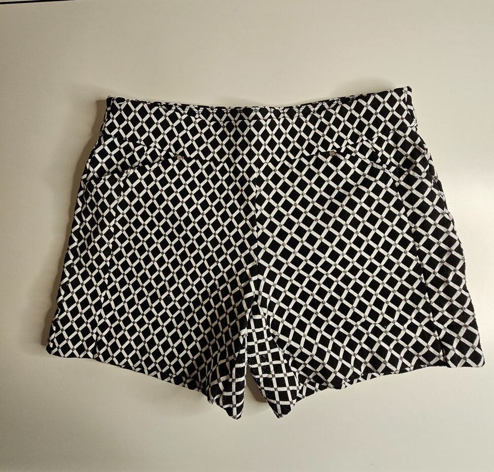 INC International Concepts Womens Size 2 Black White Plaid High Rise Dress Short